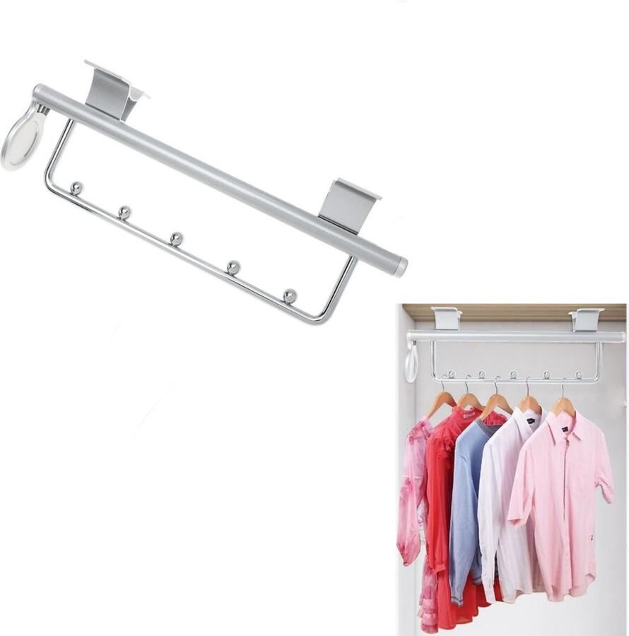 1 stuk Bovenaan gemonteerd Kapstok Verstelbare kaststang Stevig metalen rek voor georganiseerde kledingopslag in slaapkamerkasten