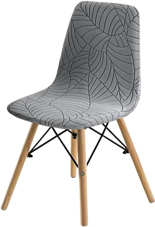 1 stuk effen gekleurde jacquard bladeren stretch stoelhoes moderne minimalistische tafel en stoelen lichtgrijs
