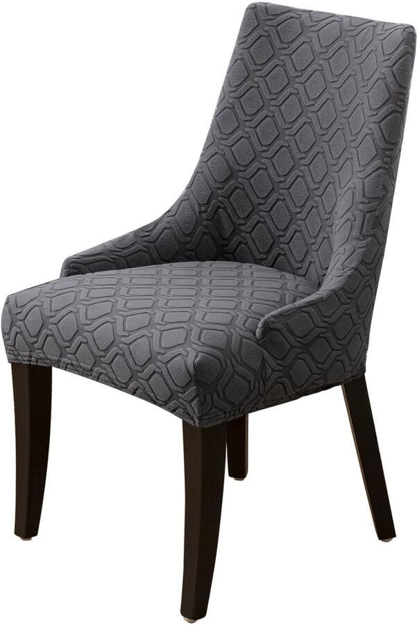 1 stuk effen kleur met patroon fauteuil hoes home stoelhoes gebreide stoel hoes polyester stoelhoes donkergrijs