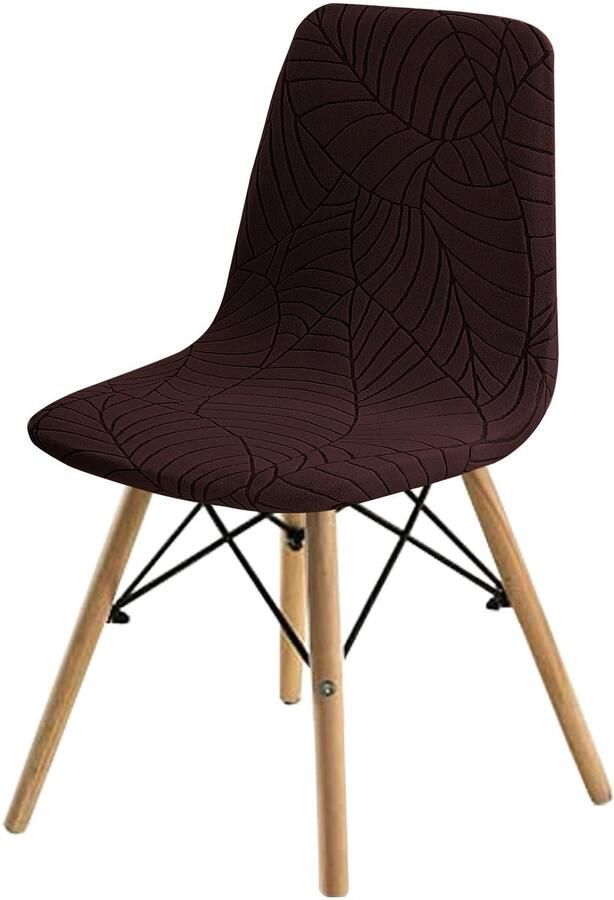 1 stuk effen kleur met print bladeren jacquard stretch stoelhoes moderne minimalistische dinertafel set in de kleur koffie