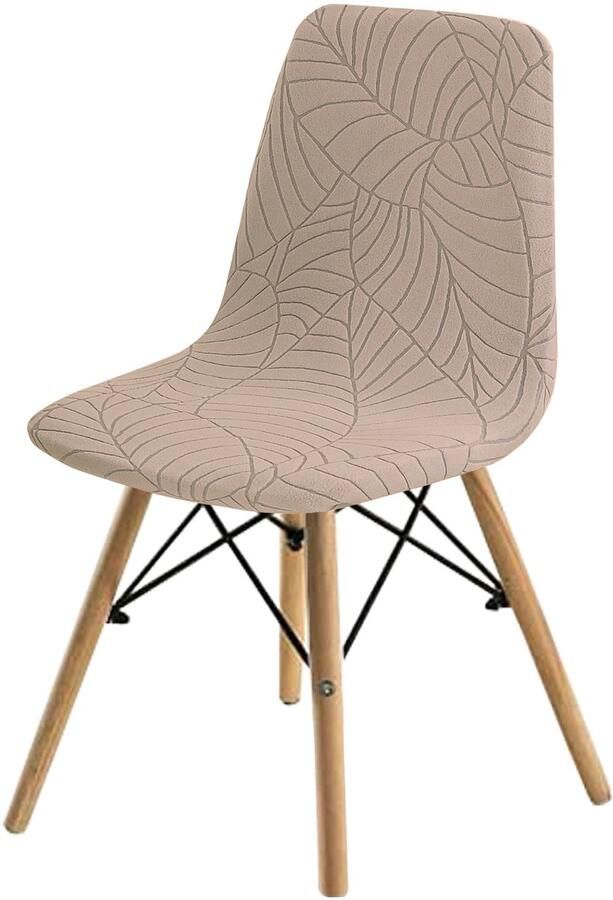 1 stuk effen kleur met print bladeren jacquard stretch stoelset moderne minimalistische tafel en stoelen set zandkleurig