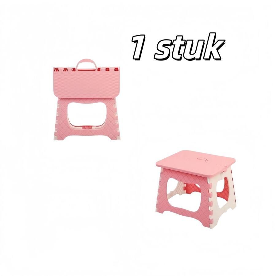 1 stuk Opvouwbare kruk Meubels Antislip Met handvat Draagbaar Geschikt voor badkamer slaapkamer keuken Medium Roze