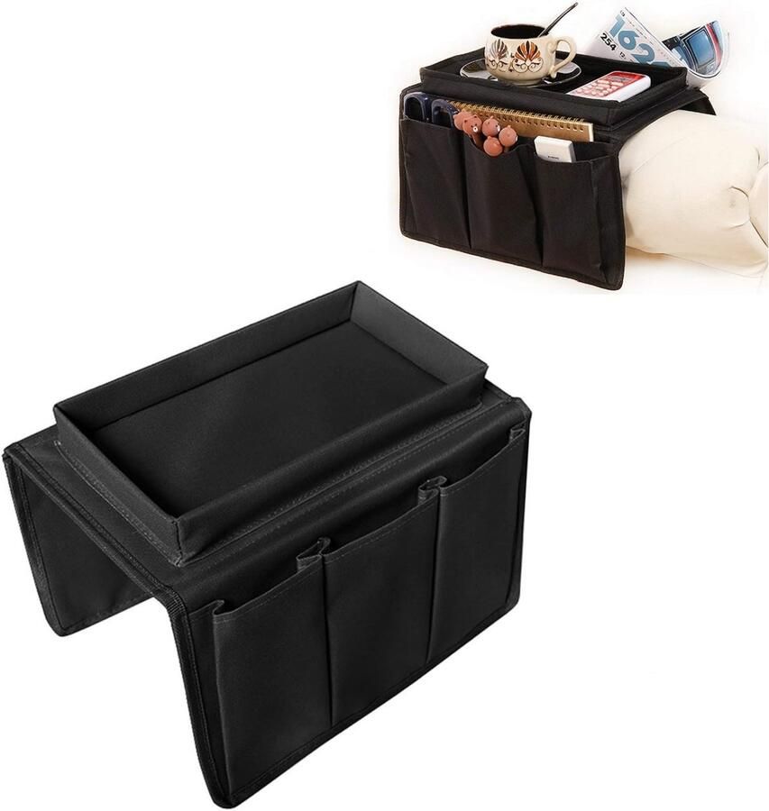 1 Stuk Oxford Armrest Organizer Armleuning Dienbladen Bankstel Organizer Armrest Opbergtas Hangende Armrest Organizer voor TV Bank Stoel Bank Zwart