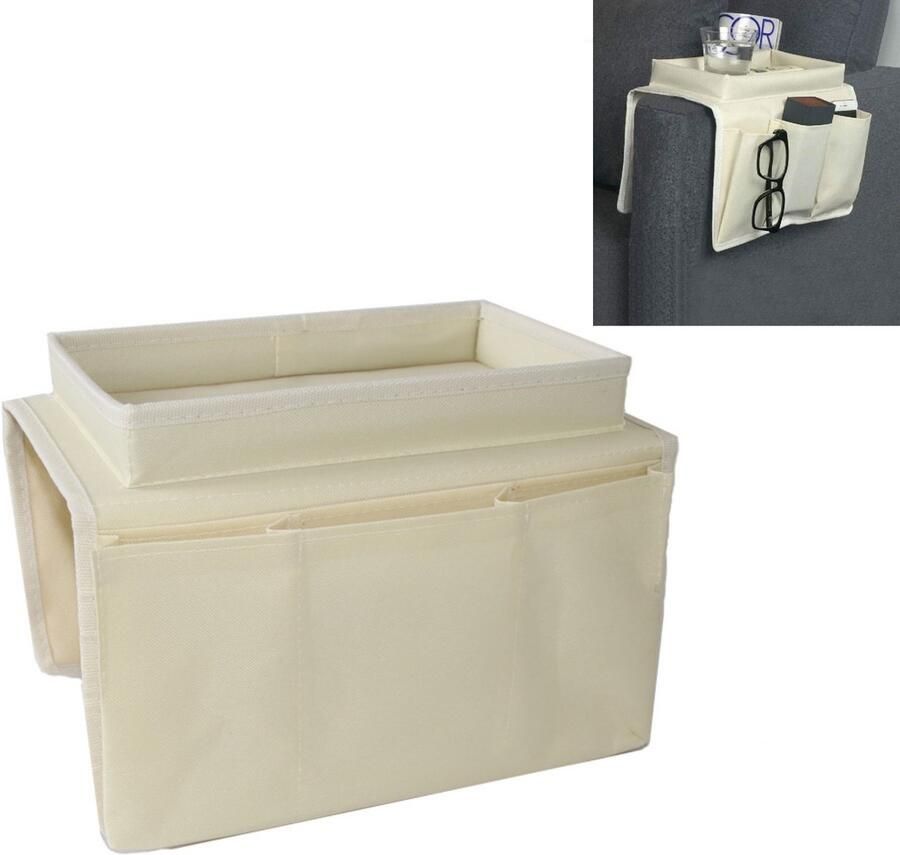 1 Stuk Oxford Armrest Organizer Bankstel Organizer Armrest Opbergtas Hangende Armrest Organizer voor TV Bank Stoel Bank Gebroken Wit