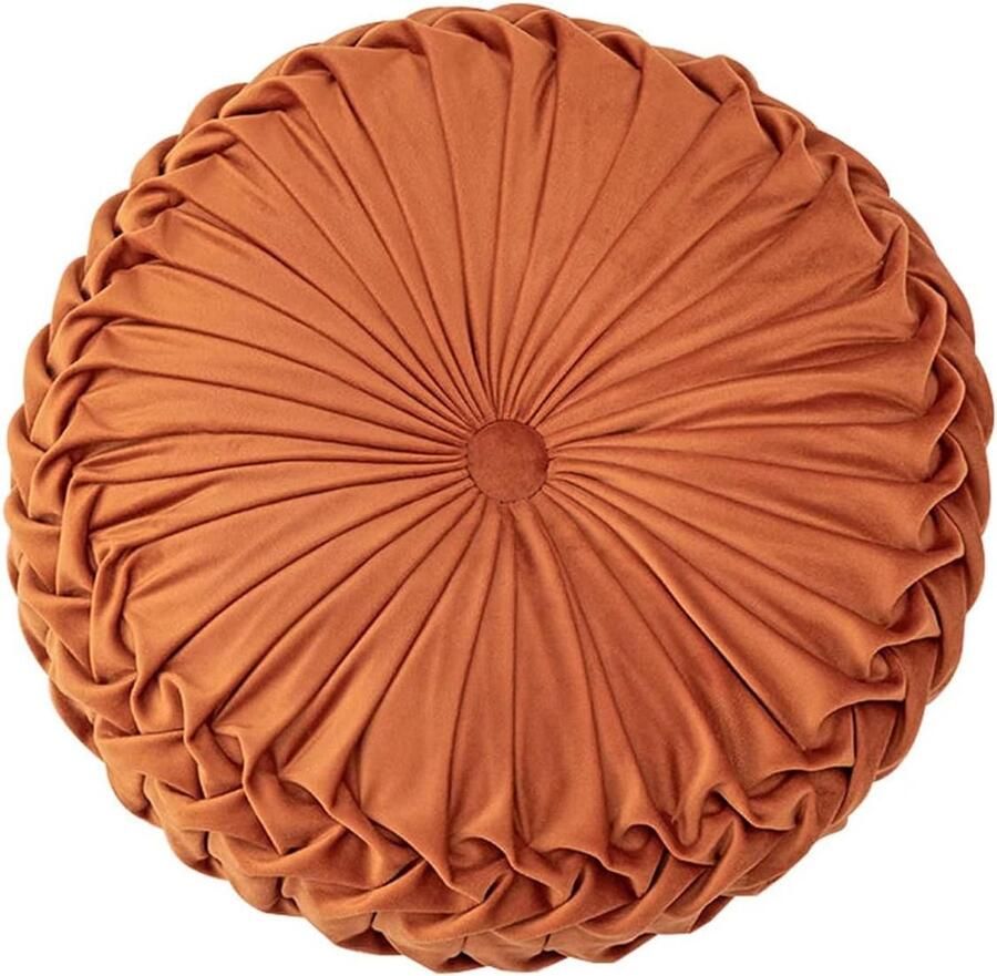 1 stuk rond sofa kussen 38 cm 3D pompoen decoratie kussen Pluche huiselijk gerimpelde zitkussens Geschikt voor bank bed en auto (Oranje)