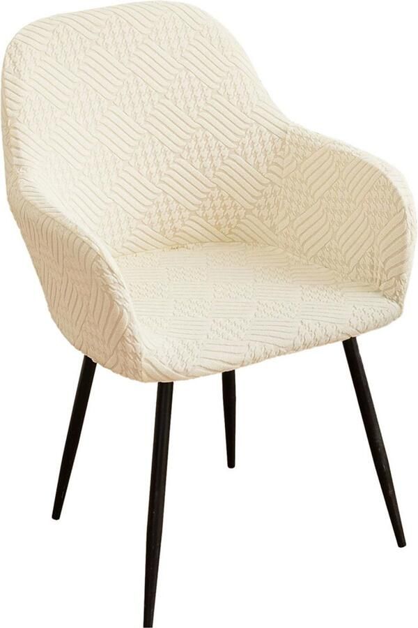 1 stuk stretch stoelhoezen met gebogen rugleuning afneembare eetkamerstoelhoezen wasbare bureaustoelhoezen moderne decoratieve stoelhoezen voor kaptafels eetkamers kantoren en hotels Gebroken wit