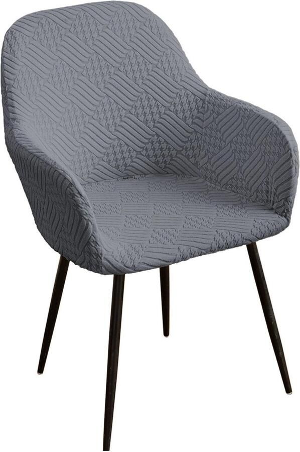 1 stuk stretch stoelhoezen met gebogen rugleuning afneembare eetkamerstoelhoezen wasbare bureaustoelhoezen moderne decoratieve stoelhoezen voor kaptafels eetkamers kantoren en hotels Donkergrijs