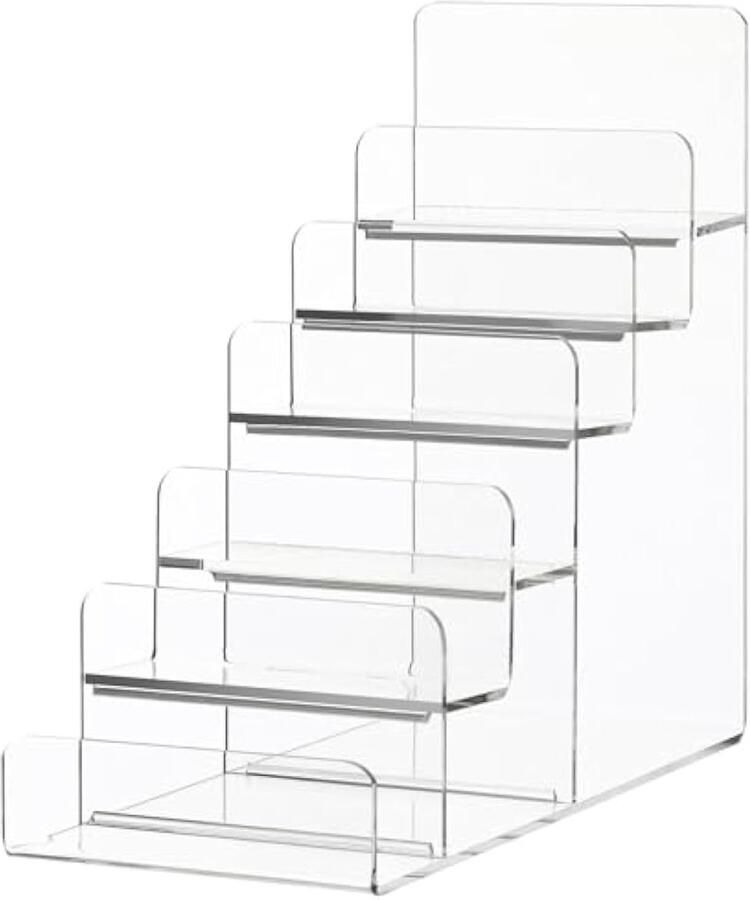 1 stuk Verkoopstandaard in trapeziumvorm displaytafel voor detailhandel traprek tafelblad tentoonstellingsstandaard voor collecties sieraden standaard handtassenhouder portemonnee cosmetica