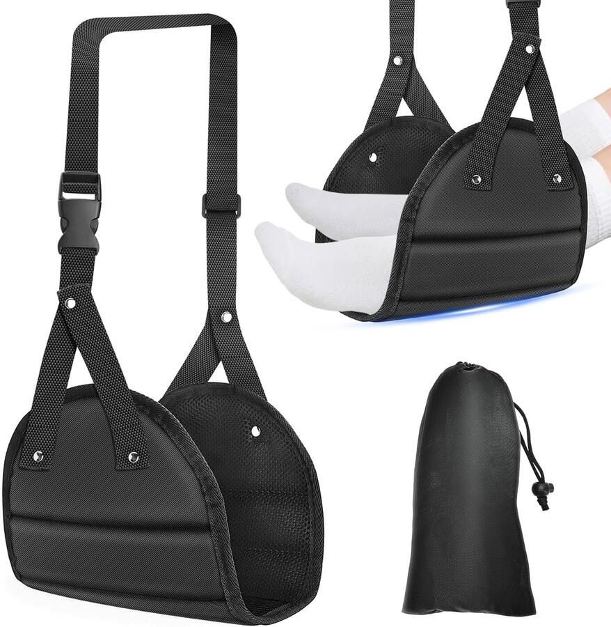 1 stuk Voetensteun voor in het vliegtuig Hangmat voor benen en voeten Bagageaccessoire Voor onder het bureau lange vluchten reizen stoelorganizer Zwart
