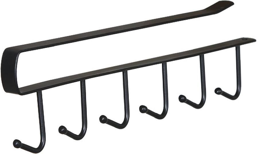 1 Stuks ophanghaken Rek onder kast bekerhouder 6 haken boorvrije koffiemokhouder keukengereedschappen organizer haakrek Zwart ophanghaken