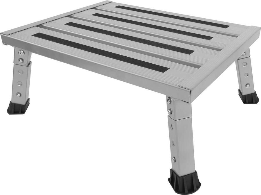 1 trede aluminium vouwtrap werkplatform 220 kg belasting camping autowas keuken badkamer opvouwbaar in hoogte verstelbare krukladder met antislipmat