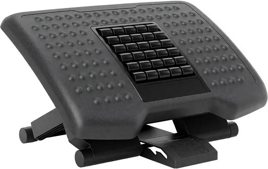 1 voetsteun onder het bureau verstelbare hoogte en hoek – voetsteun voor onder het bureau op kantoor voetsteun voor het bureau met massagerollen ideaal voor thuiswerk of kantoor - Foto 2
