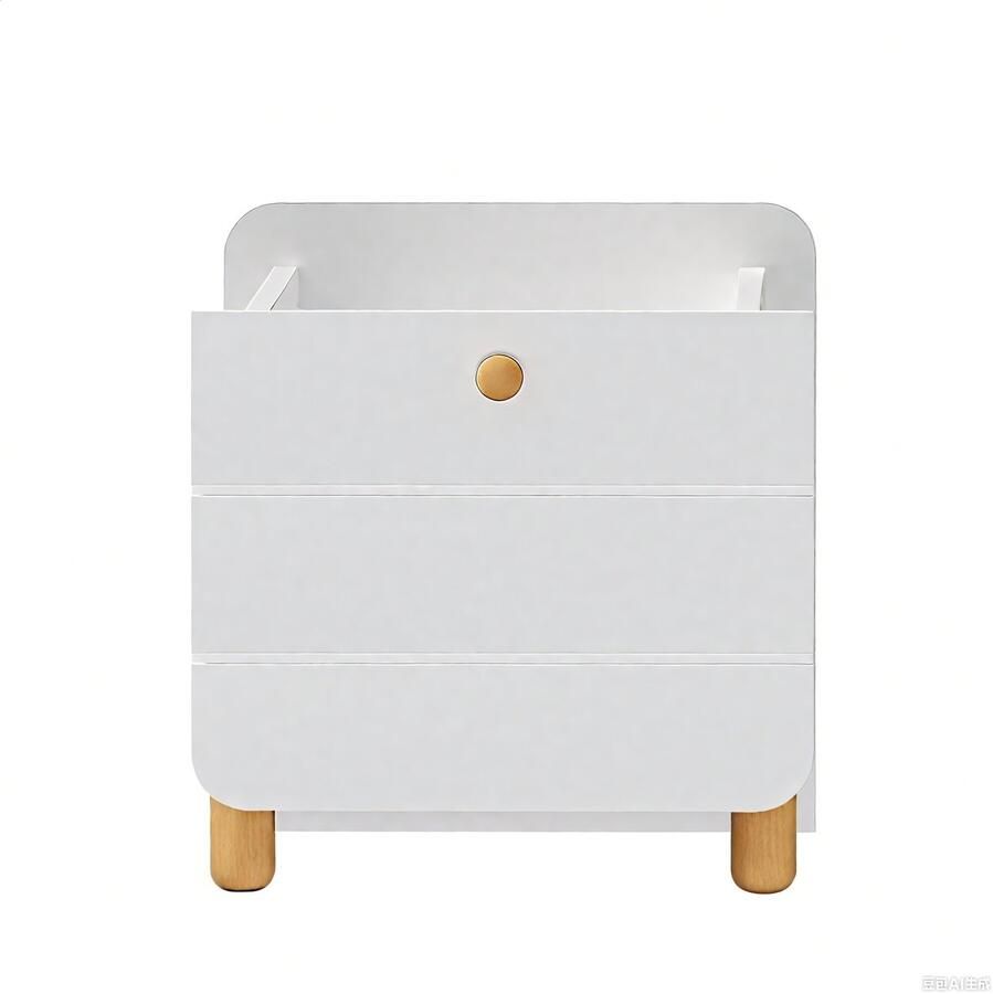 1 witte nachtkastje-met lade – houten nachtkastje-klein wit nachtkastje voor kinderkamer of slaapkamer