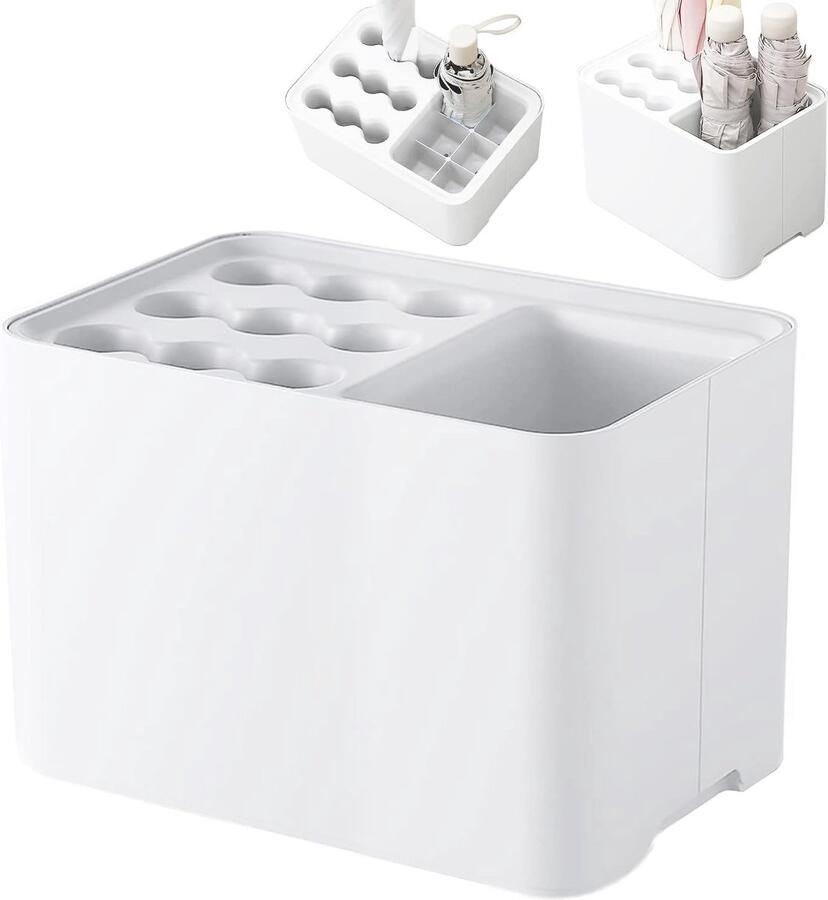 1 Witte Parapluhouder 26 5 × 18 × 18 cm Geschikt voor 15 Paraplu's Moderne en Eenvoudige Parapluhouder met Verwijderbare Afvoer Geschikt voor Thuis Hotellobby's Restaurants en Kantoren