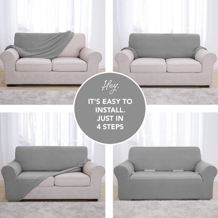 Stretch Bankhoes 3 Zits Elastische Bankhoezen Voor Woonkamer 1 Stuks Universele Rekbare Armsteun Sofahoes Met Anti-slip Schuim Krasbestendig Meubelhoes Voor Bank Grijs - Foto 2