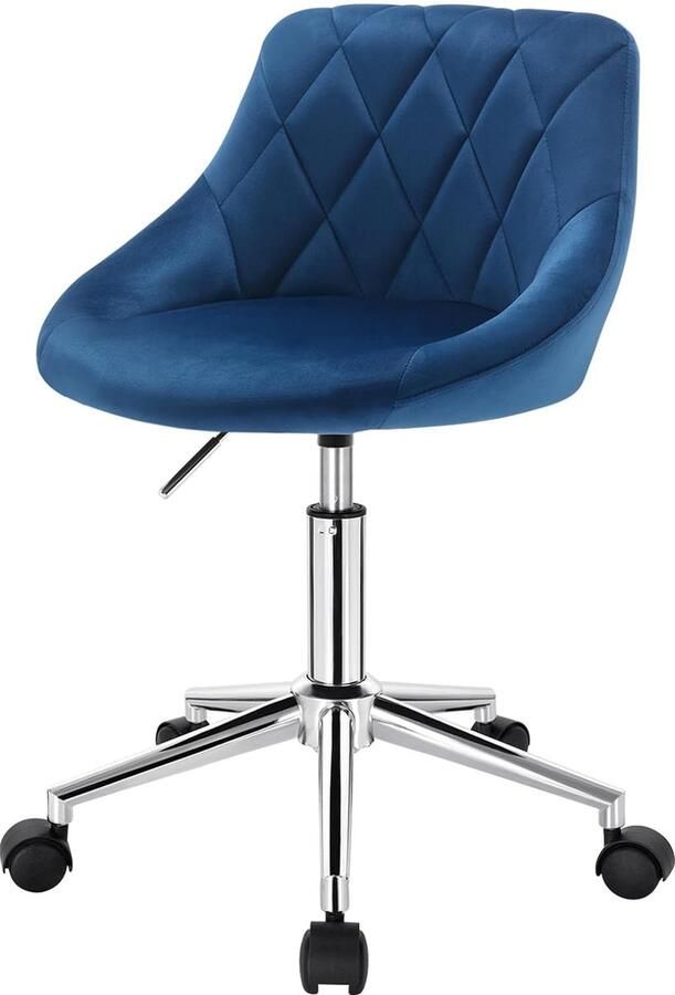 1 x bureaukruk rolkruk werkkruk cosmeticakruk bureaustoel draaistoel rolstoel clubstoel in hoogte verstelbaar draaistoel met wielen fluweel blauw