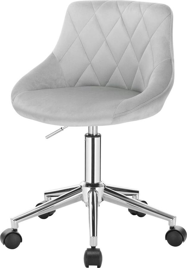 1 x bureaukruk rolkruk werkkruk cosmeticakruk draaistoel rolstoel bureaustoel clubstoel in hoogte verstelbaar draaistoel met wieltjes fluweel lichtgrijs