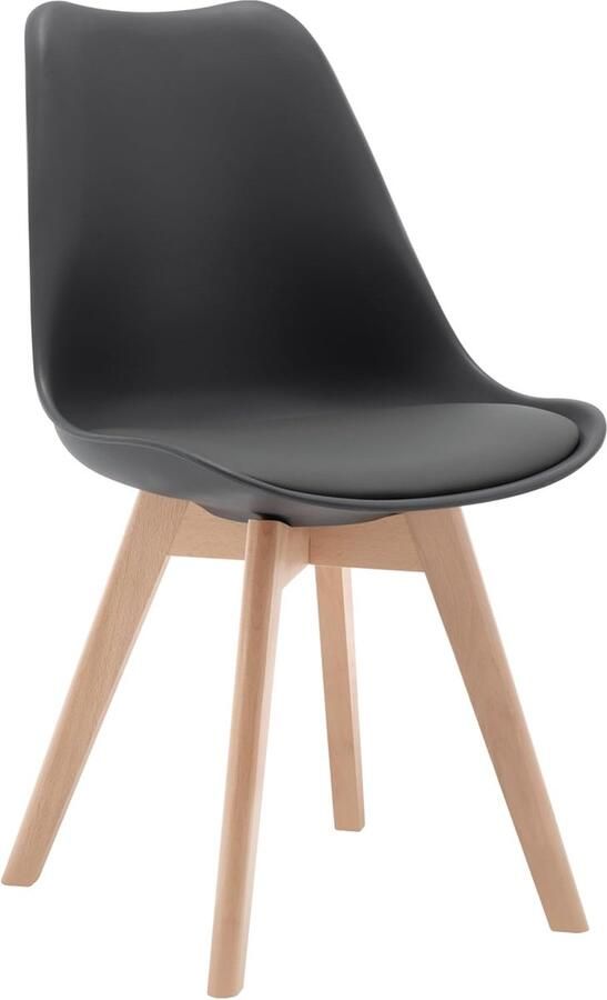 1 X Eetkamerstoel Keukenstoel Kunstleer + Kunststof + Hout Grijs BH29gr-1