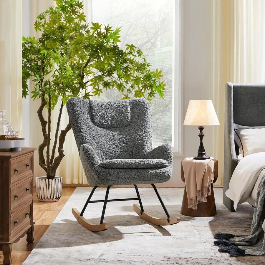 1 x schommelstoel met inklapbare rugleuning gevoerde schommelstoel tot 136 kg belastbaar schommelstoel voor woonkamer slaapkamer balkon relaxstoel donkergrijs