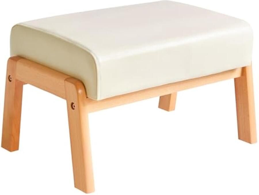 10 2 H Small Foot Kruk Ottomaanse rechthoekige PU kunstleer voetsteun met gewatteerde zitting en houten poten moderne accent Ottomaanse voetsteun voor woonkamer slaapkamer bank kantoor