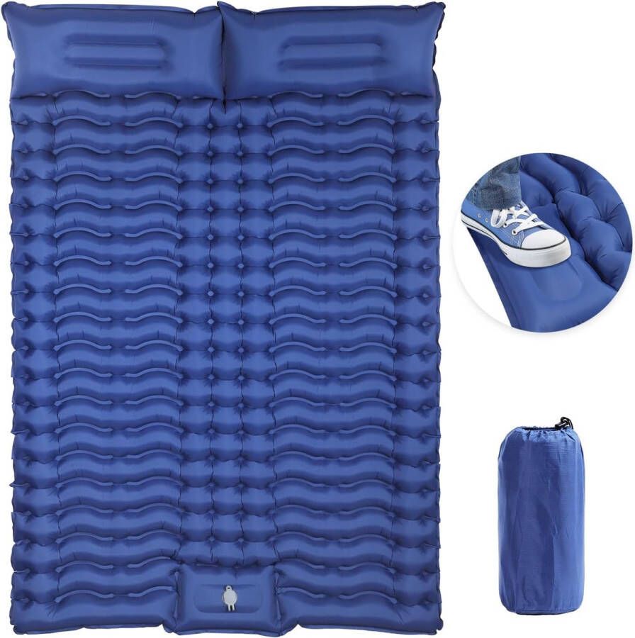 10 cm slaapmat kamperen 2 personen opblaasbare ultralichte slaapmat met kussen campingmatras voor buitenstrandwandeltent blauw