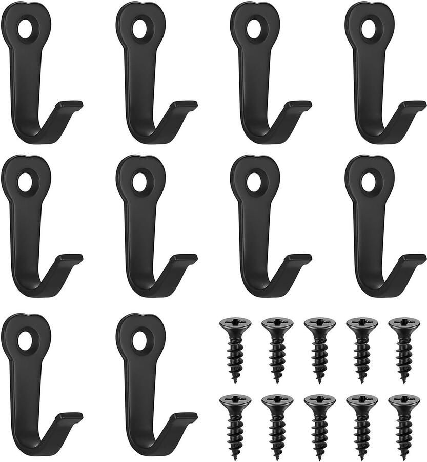10-delige kapstokhaak zwart per stuk kapstokhaak zwart slaapkamer woonkamer badkamer wandhaak voor kapstok schroefhaak kleine sleutelhaak kapstokhaak voor keuken hoedenhaak