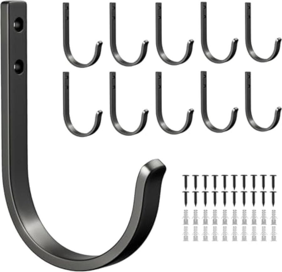 10-delige kapstokhaken handdoekhaken en haken voor aan de muur Boorvrije wandhaken kapstokhaken sleutelhaken voor tandenborstelbekers badkamer toilet zwart met schroeven