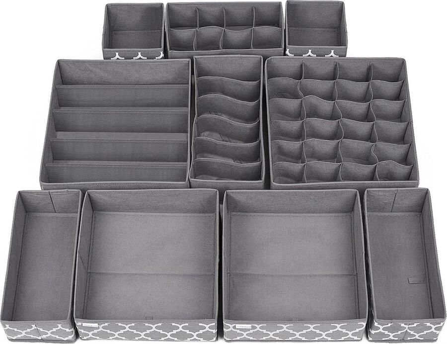 10-delige Regalmate Draw Organizer voor Ondergoed Ladeverdelers voor BH's Sokken Ties Babykleding Slaapkamerkast Organisator met Garderobe Scheiders