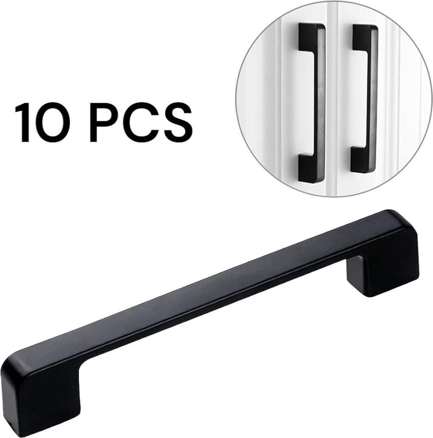 10-delige vervanging van kasthandgrepen matzwarte kast keukenkast treklade handgrepen vervangingsset Gatafstand 192 mm