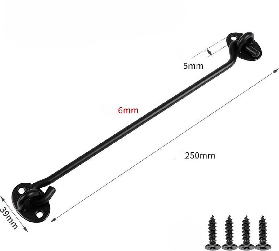 10 inch privacy haak en oog grendel voor schuurdeur roestvrijstalen poortgrendel schuurdeurslot huthaken voor poortluiken raamschuif schuur kast badkamer (2-pack) zilver 10in