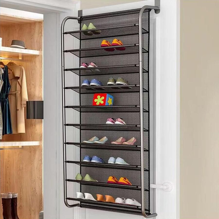10-laags schoenenrek voor deur stabiel hangend metalen schoenenorganizer