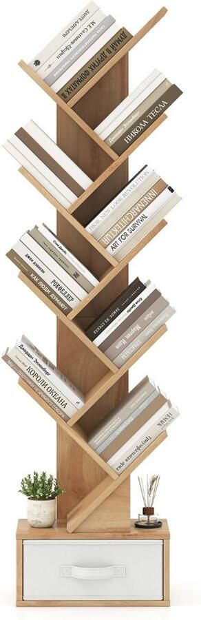 10-laags Vloeropslagrek met Lade – Voor CD's DVD's en Boeken – Slaapkamer Woonkamer en Thuiskantoor – Natuurlijk