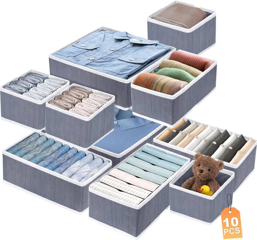 10 Lade-organisator Kledingkast-organisator Kast-organisator Opvouwbaar voor Kleding Ondergoed Sokken Stropdassen