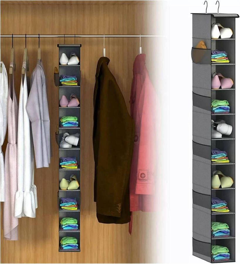 10 lagen hangende kastorganizer en opslag opbergen van kleding handtassen schoenen accessoires hangende schoenenorganizer voor schoenen gevouwen kleding en speelgoed
