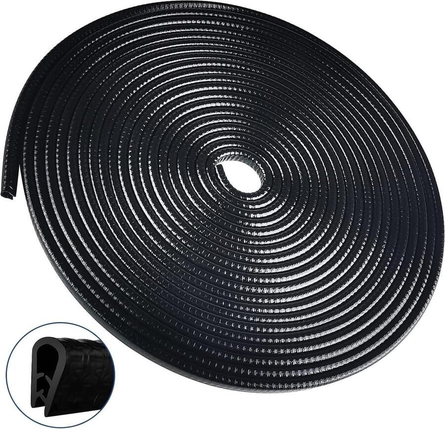 10 meter autodeurbescherming lekvrij U-vormige rubberen randbescherming voor auto SUV MPV-deuren zwart