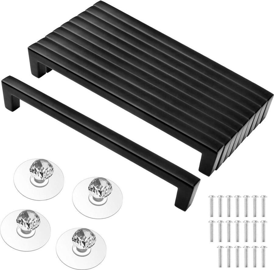 Meubelgrepen zwart 160 mm 10 stuks met schroeven en handgrepen Roestvrij staal Keukenkastgrepen