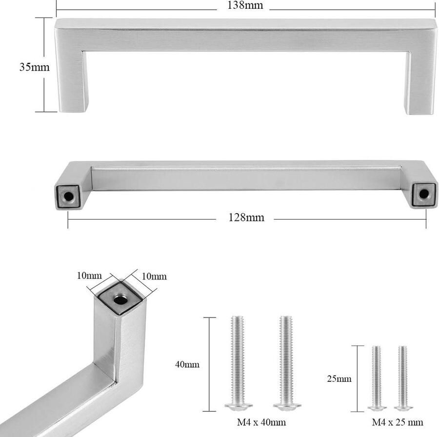 10 Pack 128mm Keukenkast Handgrepen Kastdeur Trekt Rvs T Bar Keuken Handvatten - Foto 2
