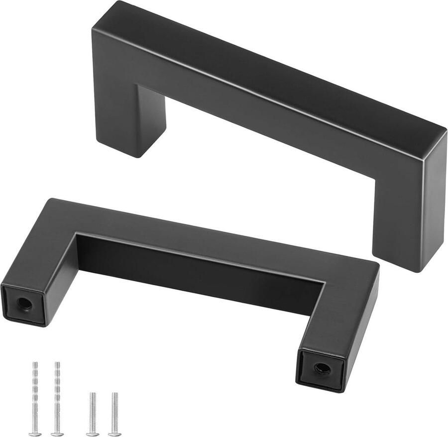 10-pack 3in-76mm midden tot midden slanke vierkante roestvrijstalen keukenkast lade trekt mat zwart