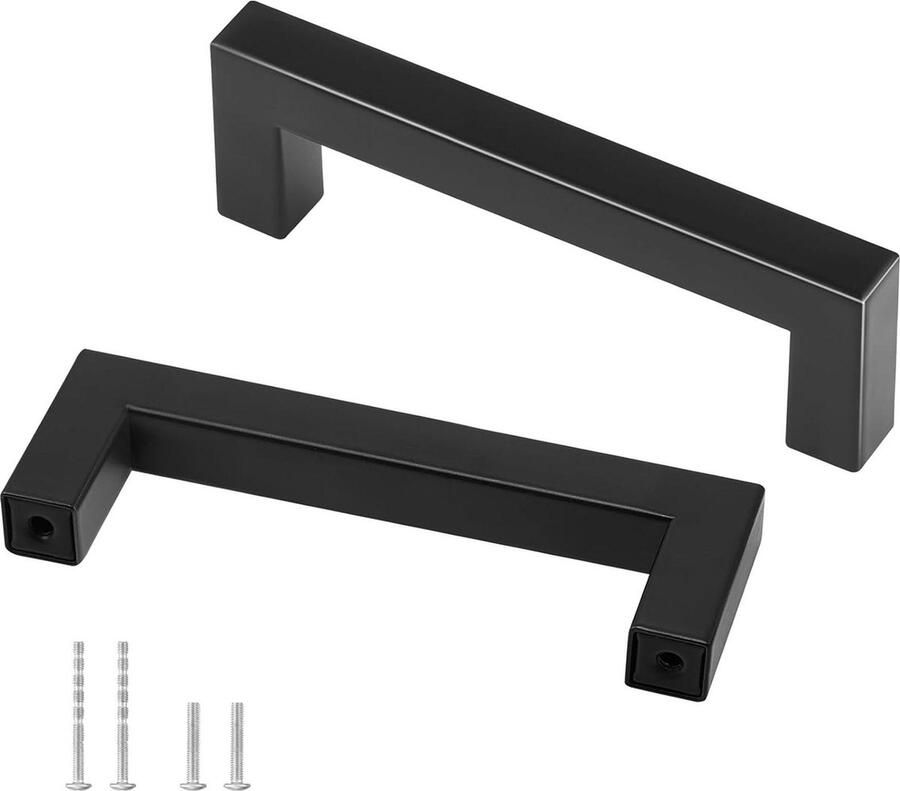 10-pack 3in-76mm moderne slanke vierkante roestvrijstalen keukenkast lade trekt voor badkamer bar mat zwart