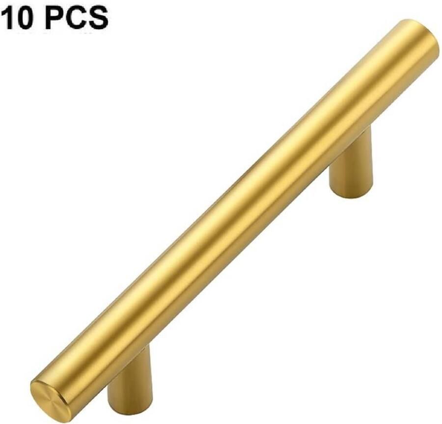 10-pack keukenkastgrepen 96 mm hart op hart geborsteld goud roestvrij staal