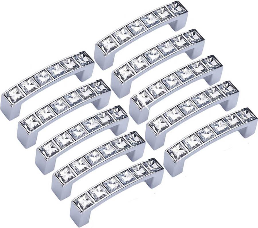 10-pack moderne Europa vierkante ladehandgreep versierd met helder strass kristal kastslingerknop voor meubelkast kledingkast 64 mm (2 52) gatcentra 70 mm (2 76)