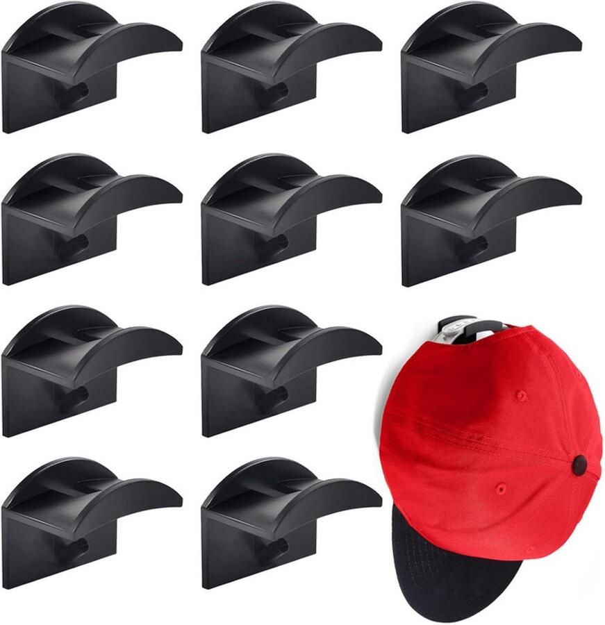 10-pack zelfklevende hoedenrekken hoedenhaken aan de muur te bevestigen hoedenrekken organizers sterke haken voor baseballpetten multifunctionele haken geschikt voor deuren kledingkasten kantoren slaapkamers