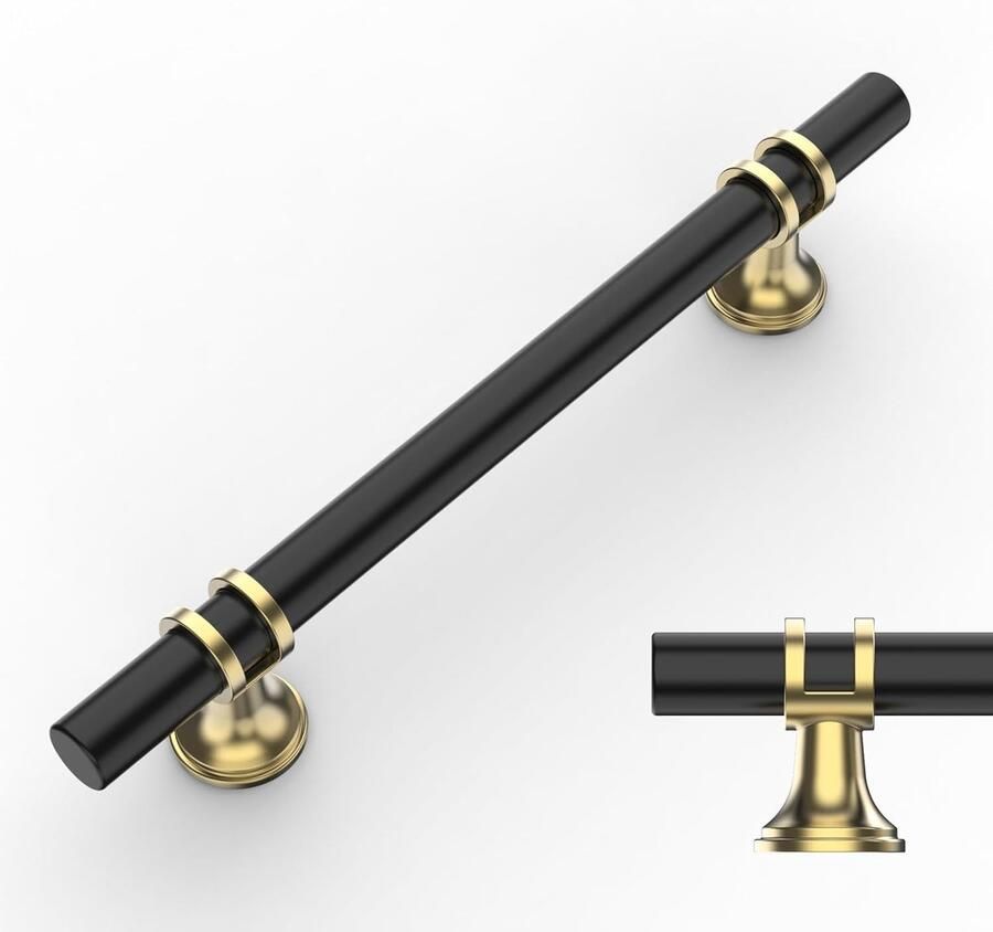 10-pack zwarte en gouden kastgrepen met gaten van 7 5 inch (182 mm) voor keukenkastgrepen kasten ladegrepen en hardware