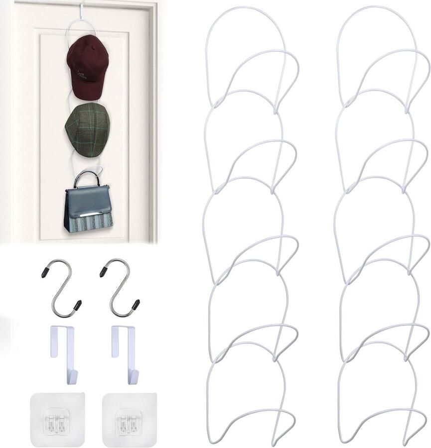 10 Pak Hoeden Rek Hangers Over Deur Zelfklevende Hoeden Haak Opslag Houder Organizers Display Baseball Caps Handtassen Handdoeken & Kleding Voor Deur Muur Kast of Kledingkast