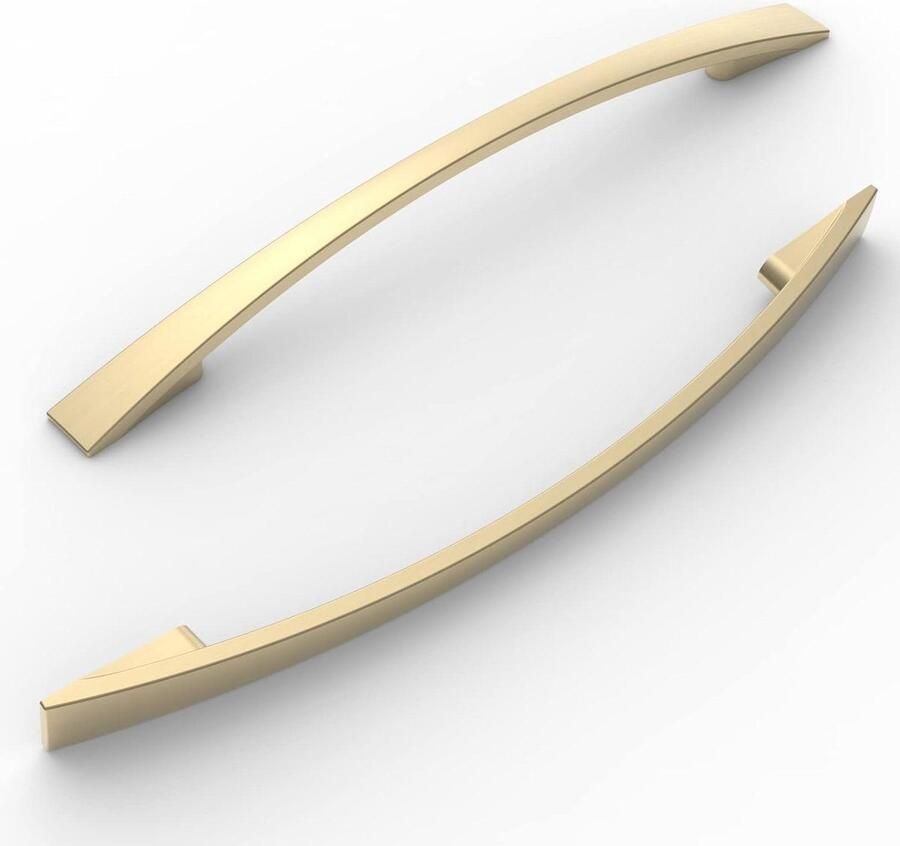 10 Pcs 160mm Hole Spacing Cabinet Pulls Brushed Brass Finish Kitchen Handles