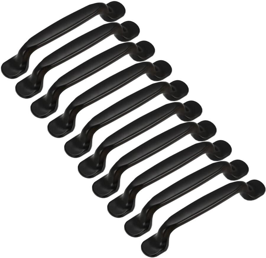 10 Pieces Black 128mm Cabinet Door Drawer Handles Knobs Handles Cabinet Cupboard Door Arch Shape Pull Handle