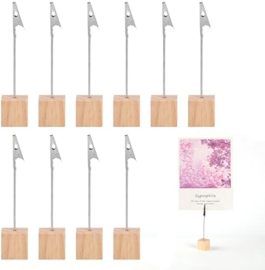 10 Pieces Photo Holder with Clips Postcard Holder Clip Holder Photo Holder Memo Holder with Standing Crocodile Clip for Photos Cards Memorandums Chair Cards