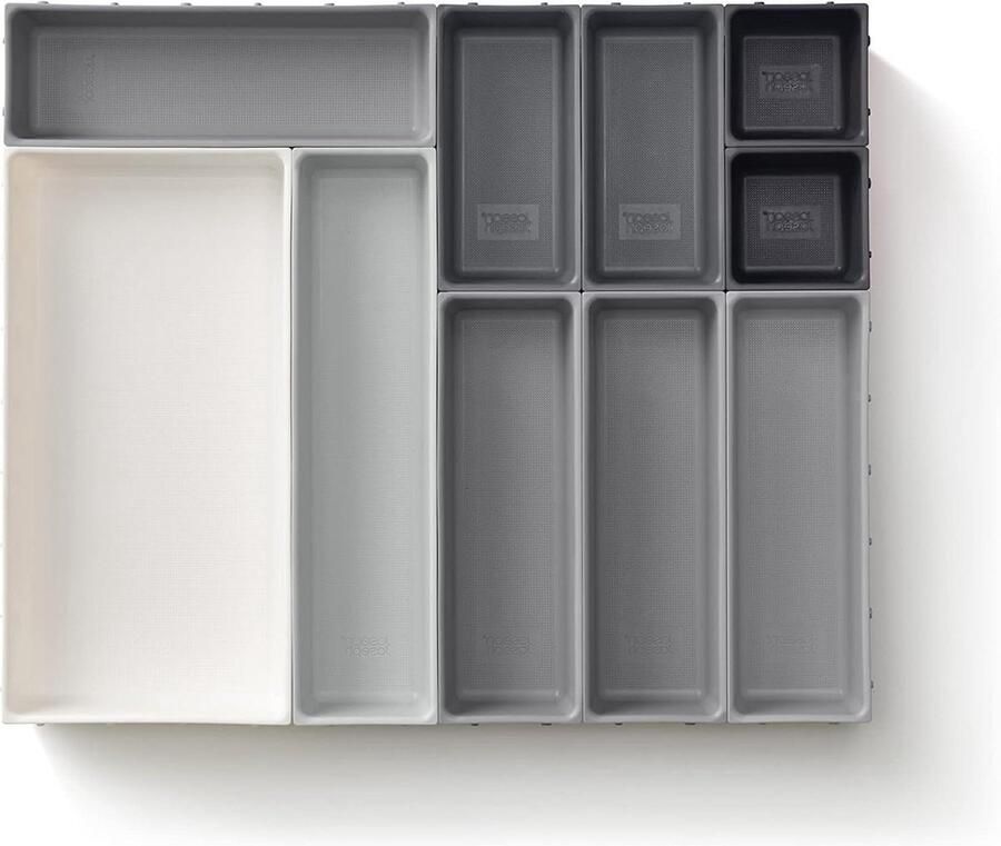 10 Pieces Plastic Storage Trays Cosmetics Make-Up Stationery Kitchenware Drawer Organiser Grey