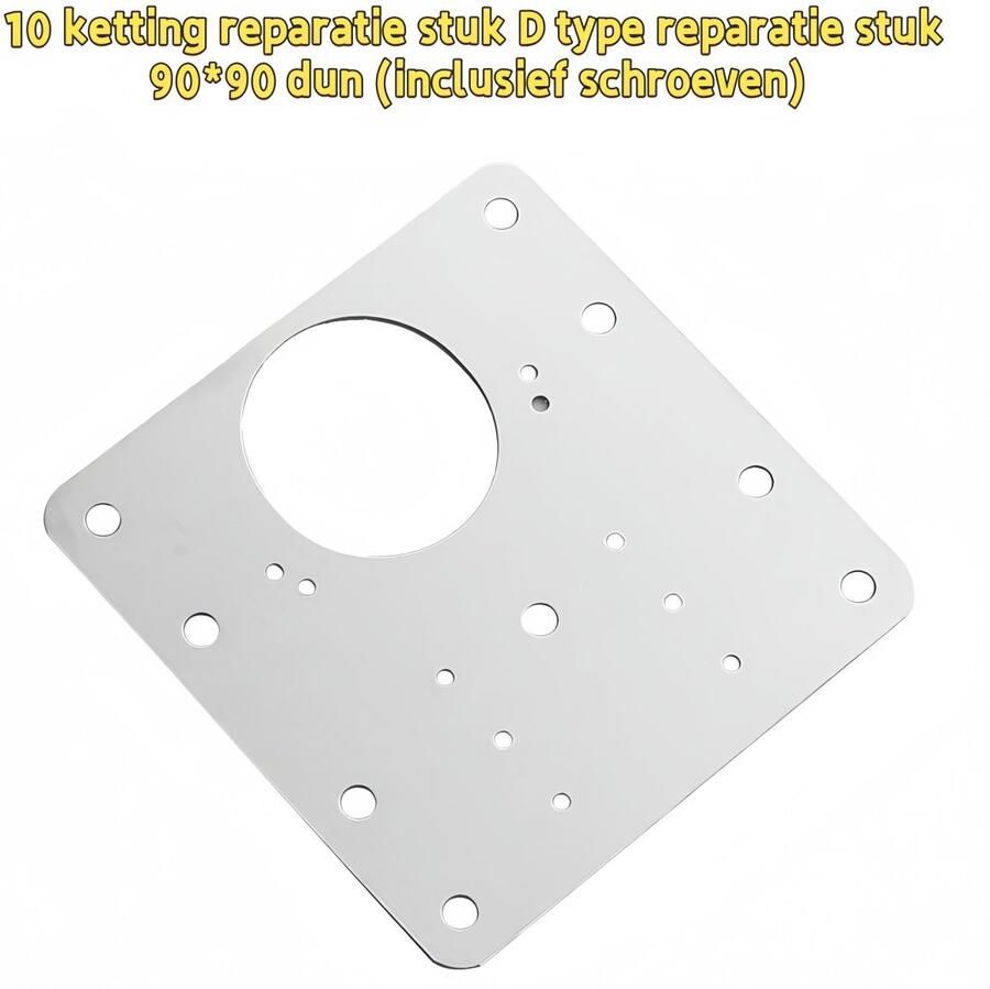 10 Scharnierreparatieplaat Voor keukenkast- en meubelscharnierbevestigingsplaat Hoge stabiliteit D-vormige reparatieplaat 90 * 90 dun (inclusief schroeven) Afbeelding Kleur