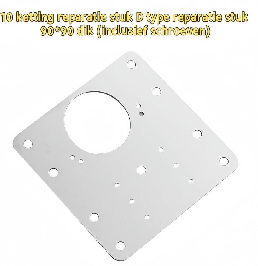 10 Scharnierreparatieplaat Voor keukenkast- en meubelscharnierbevestigingsreparatieplaat Hoge stabiliteit D-vormige reparatieplaat 90 * 90 dik (inclusief schroeven) Afbeelding Kleur
